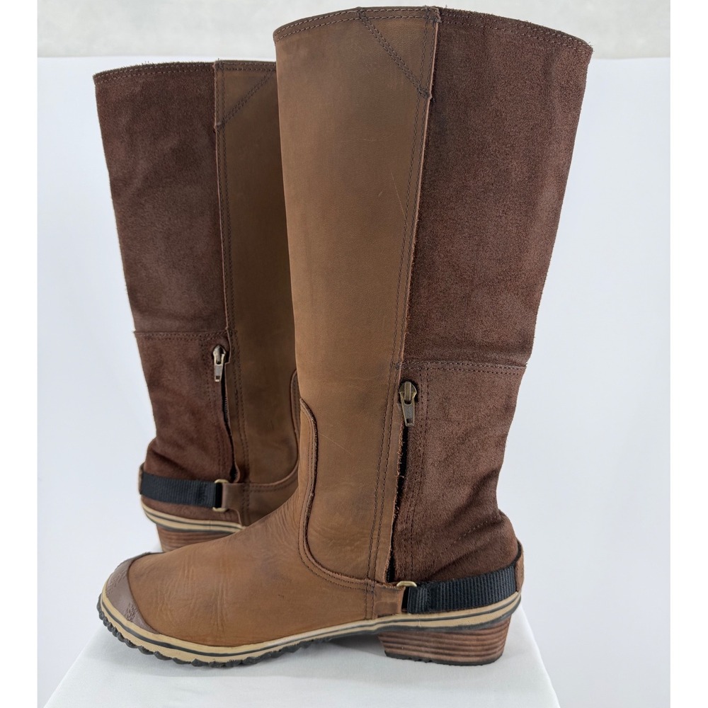 Sorel Slimboot Riding Boots Brown Leather Suede Waterproof NL2108-257 Womens 10 - Picture 5 of 7